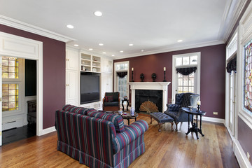 Obraz premium Family room with maroon walls