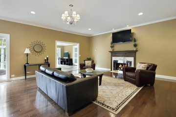 Family room with fireplace