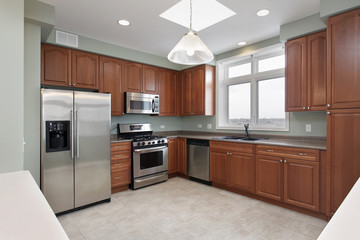 Kitchen with cherrywood cabinetry