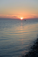 Sunset over the sea in the Bay of Imereti