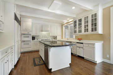 Kitchen with white cabinetry