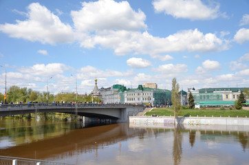 Fototapeta na wymiar Om River in spring, the city of Omsk, Siberia, Russia