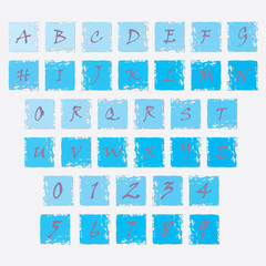 Icons of the alphabet and numbers. Isolated objects