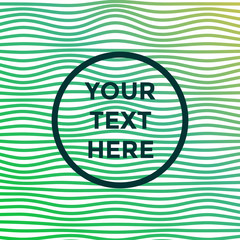Vector illustration of light minimalistic pattern or stripes background with wavy, curving distortion effect. Bending, warped blue and green gradient lines and place for text in circle.