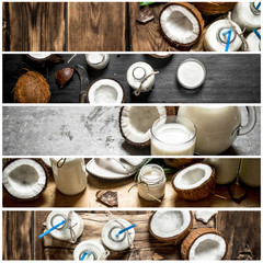 Food collage of coconut.