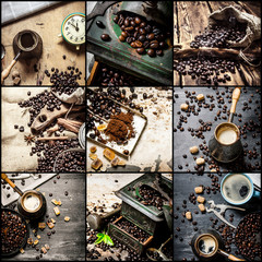 Food collage of coffee .