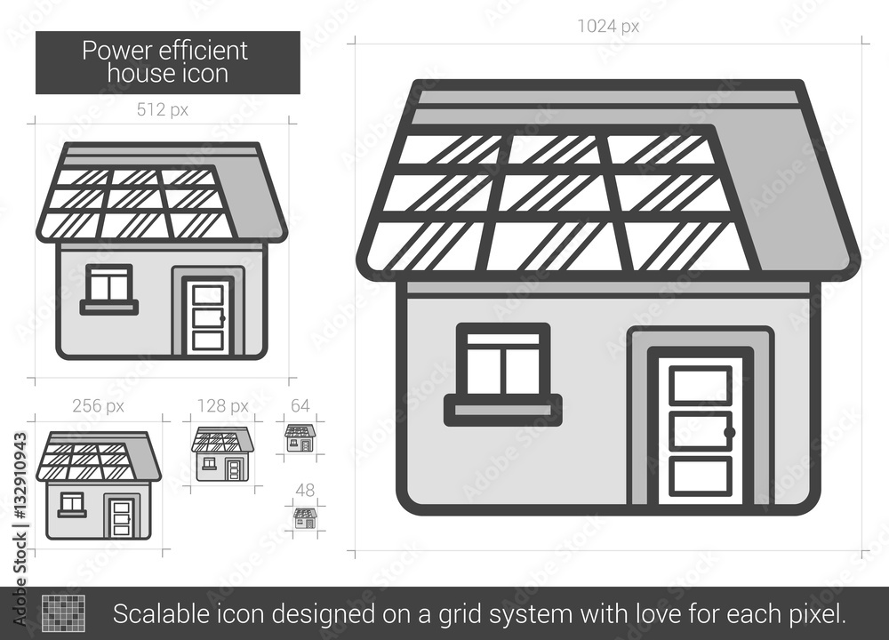 Sticker Power efficient house line icon.