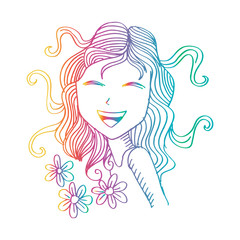 Cute girl. Sketchy style.