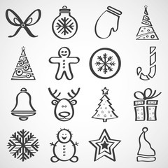 vector icons for new year and christmas