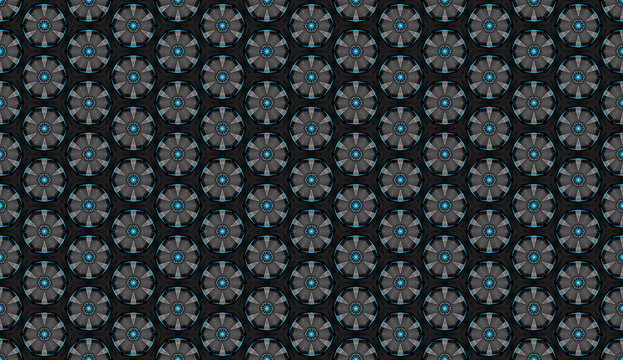 background of round capsules with a blue glow in the middle tumn