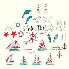 Nautical background with ships 
