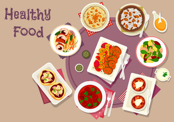 Dinner dishes with dried fruits icon