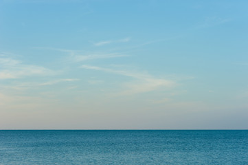 Calm Sea Ocean And Blue Sky Background,Beautiful white clouds on