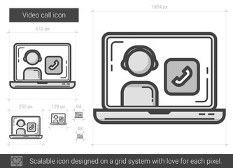 Video call line icon.