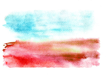 Blue, pink, red  spots, splash paint, abstract watercolor paint. Trendy colors for design