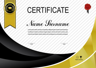 Official white certificate. Gold black design elements