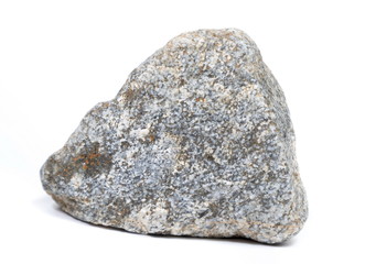 Single natural stone on white background