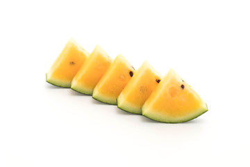 Fototapeta na wymiar fresh yellow watermelon on white