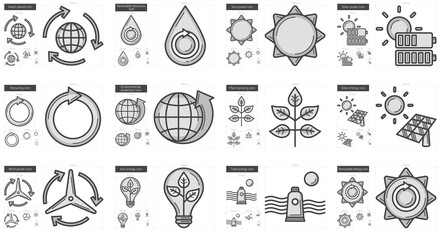 Ecology line icon set.