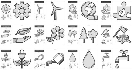 Ecology line icon set.
