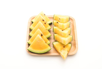 fresh yellow watermelon on white