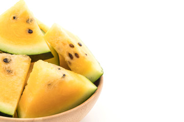 fresh yellow watermelon on white