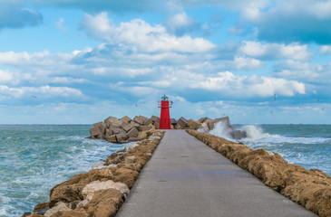 Ortona (Abruzzo, Italy) - The city on the Adriatic sea. Here the promenade of the harbor with...