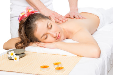 portrait of a beautiful girl enjoying spa