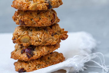 Homemade cookies with berries and seeds.