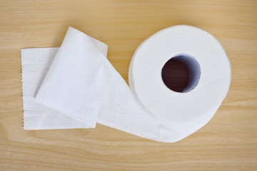 White Tissue paper on a wooden table