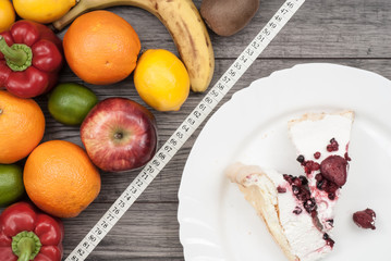 Fitness concept with fruit. Fitness motivation.