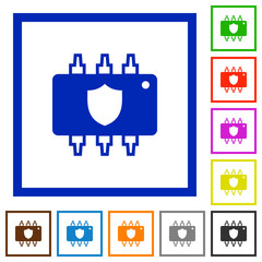 Hardware protection flat framed icons