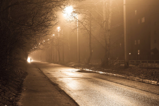 Industrial landscape of foggy street © bint87