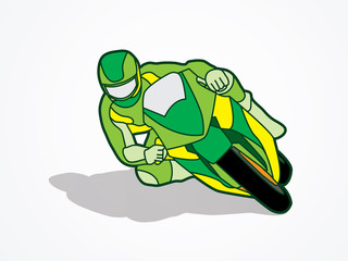 Green Motorcycle racing graphic vector.