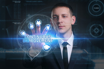 Business, Technology, Internet and network concept. Young busine