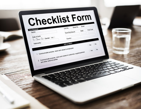 Checklist Form Document Data Information Contract Concept