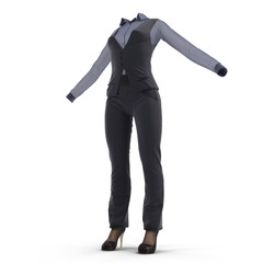 Women's business suit on a white. 3D illustration
