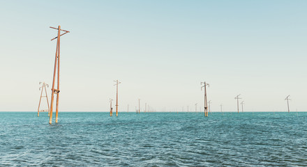 Abandoned power lines in sea
