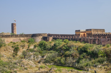 Architectural construction a fort Djaygarh in Jaipur India
