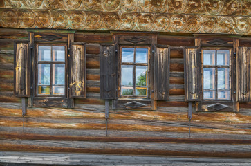 Fototapeta na wymiar Wooden wall with window