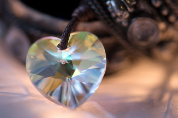 gemstone crystal pendant, shape of a heart