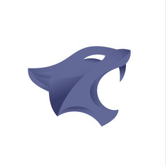 Sports sign purple cat head with open mouth on a white background vector illustration of the trend style