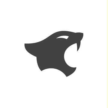 Panthers head with open mouth in minimalism flat logo sign illustrations