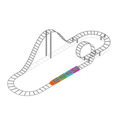 Fototapeta premium Roller Coaster Attraction Isometric View. Vector
