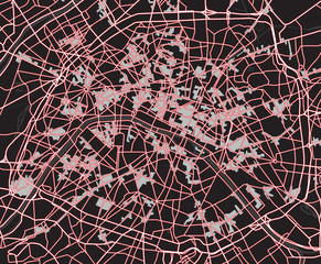 Black and white,red, scheme of the Paris; France. City Plan of P