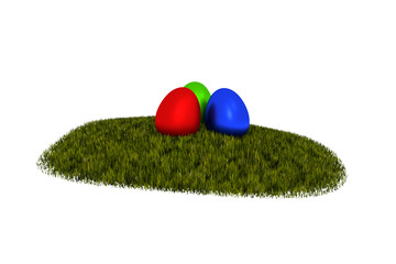 Fototapeta na wymiar Three Easter eggs on grass