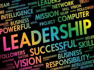 LEADERSHIP word cloud collage, business concept background