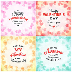 Valentines Day Greeting Card or Poster Design Template. Vintage Typographic Design and Abstract Vector Background. Happy Valentines Day Background