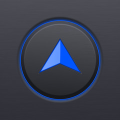 Up arrow black button. Blue web icon