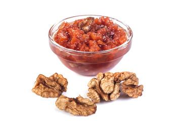 Tasty jam in bowl